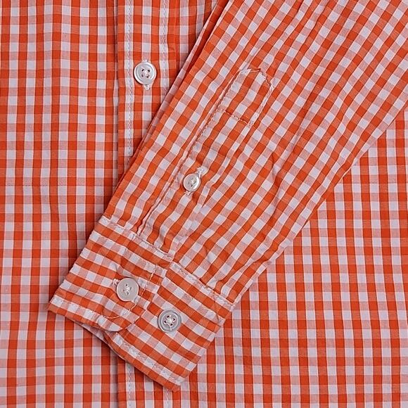 Classic Prep Childrenswear Orange Gingham Checkered Button-down Shirt Boys 12 - Picture 5 of 10